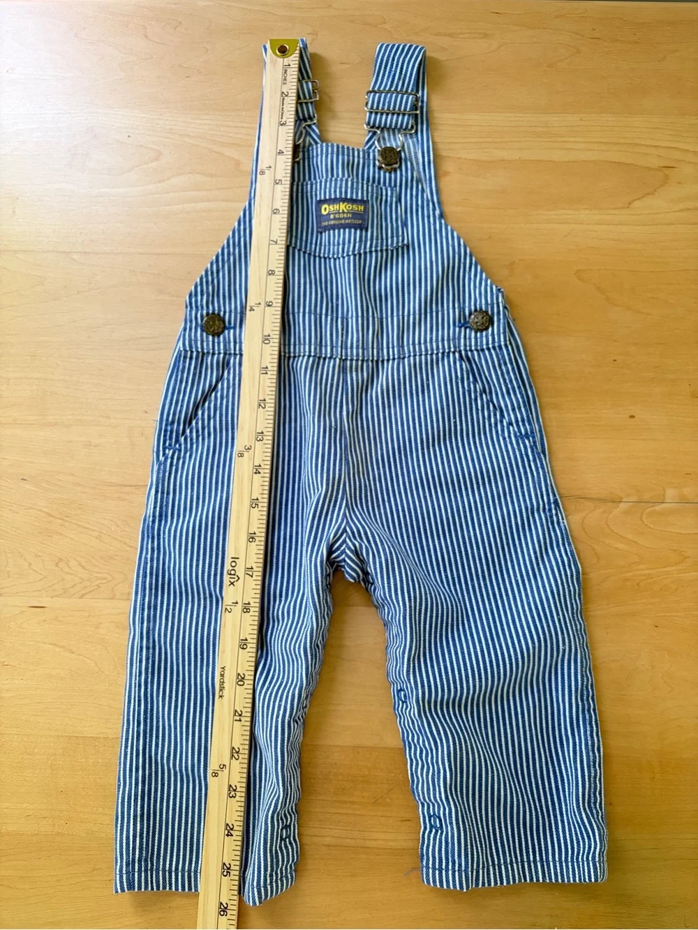 Vintage Toddler OshKosh Striped Railroad Baby Denim Overall Bibs